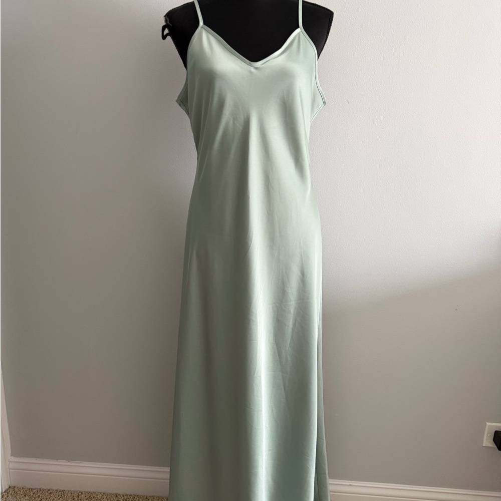Birdy Grey Women’s Alice Matte Sage Spaghetti Straps Slip Maxi Dress L - Picture 2 of 14